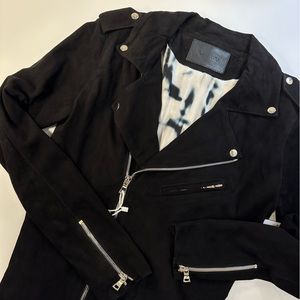 NWOT Black Suede Cat Wu Leather Jacket